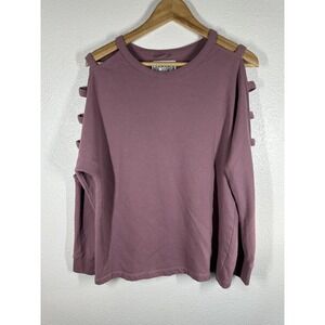 Victoria Sport Shirt Womens Small Pink Long Sleeve Cold Shoulder Cutout Top